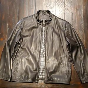 Black Leather motorcycle jacket, size large